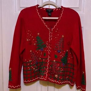 Christmas Sweater Drop - Planet & Company ribbon Christmas tree sweater cardigan
